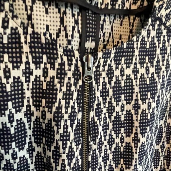 J crew Women’s Blazer Moto suit jacket size Medium M Navy white gray full zip - Picture 2 of 6